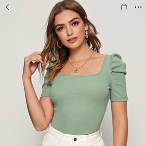 Square Neck Puff Sleeve Top